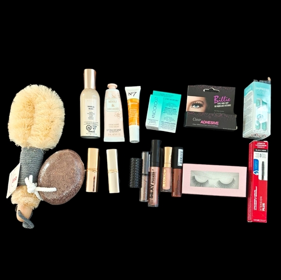 Large Beauty Lot Buxom L'Oreal KVD No7 Nyx Nails Lipstick Marcelle KVD Lashes - Picture 1 of 14